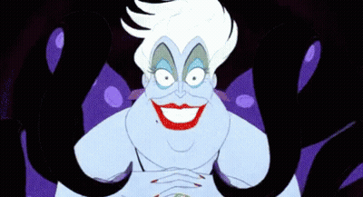 A Cartoon Character From The Little Mermaid Is Smiling With Purple Tentacles . GIF