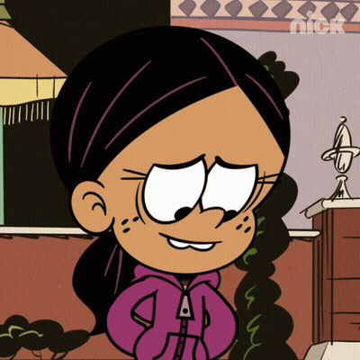 A Cartoon Character From The Loud House Is Smiling In Front Of A Nick Logo GIF