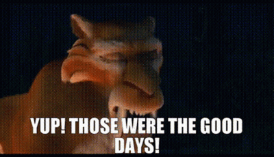 A Cartoon Character From The Movie Ice Age Is Saying Yup ! Those Were The Good Days ! GIF