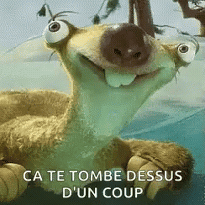 A Cartoon Character From The Movie Ice Age Is Smiling While Laying In The Water . GIF