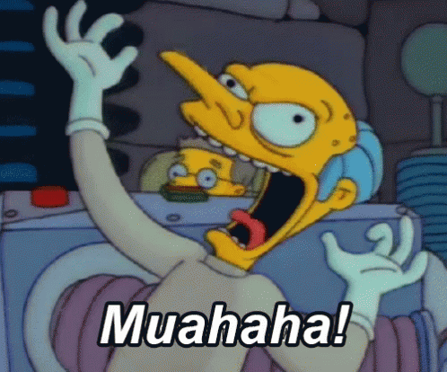 A Cartoon Character From The Simpsons Is Screaming And Saying Muahaha GIF