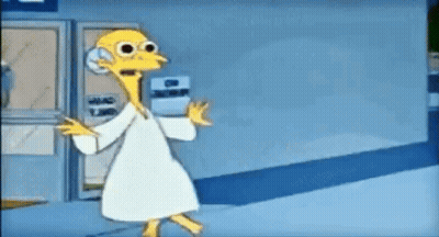 A Cartoon Character From The Simpsons Is Standing In A Hallway Holding A Box . GIF
