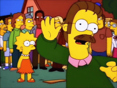 A Cartoon Character From The Simpsons Is Standing In Front Of A Crowd Of People GIF