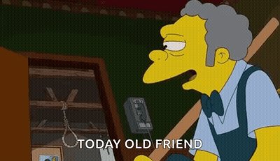 A Cartoon Character From The Simpsons Is Talking On A Phone And Saying `` Today Old Friend '' . GIF
