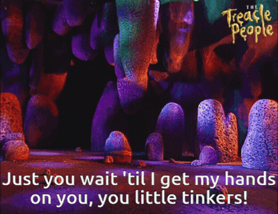 A Cartoon Character From The Treacherous People Says Just You Wait 'Til I Get My Hands On You You Little Tinkers GIF