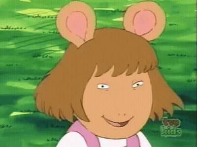 A Cartoon Character From Two Kids Is Smiling And Looking At The Camera GIF