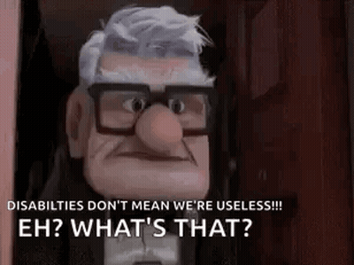 A Cartoon Character From Up Is Standing In A Doorway And Says `` What 'S That '' . GIF