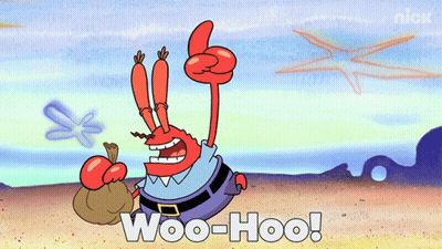 A Cartoon Character Giving A Thumbs Up And The Words Woo-Hoo On The Bottom GIF