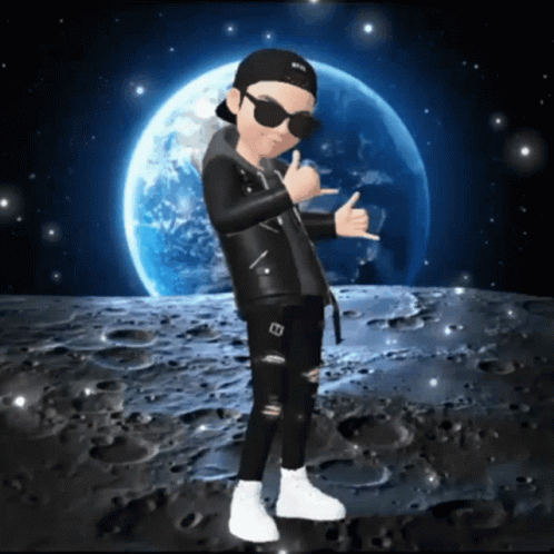 A Cartoon Character Giving A Thumbs Up In Front Of A Full Moon GIF