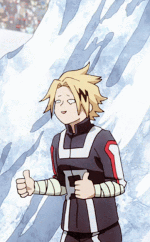 A Cartoon Character Giving A Thumbs Up In Front Of A Snowy Background GIF