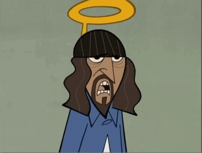 A Cartoon Character Giving A Thumbs Up With An Angel Halo Above His Head GIF