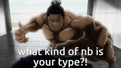 A Cartoon Character Giving A Thumbs Up With The Words What Kind Of Nb Is Your Type Below Him GIF