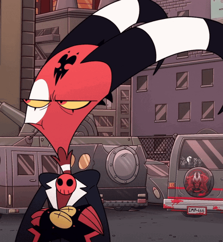 a cartoon character has a license plate that says tmr-666