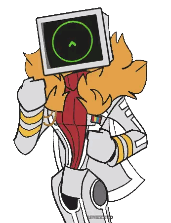 A Cartoon Character Has A Monitor On His Head Sticker