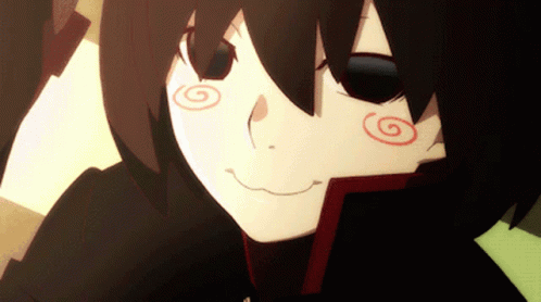 A Cartoon Character Has A Swirl On His Face GIF