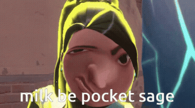 A Cartoon Character Has The Words Milk Be Pocket Sage On The Bottom GIF
