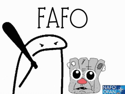 A Cartoon Character Holding A Bat Next To A Cartoon Character With A Sad Face And The Word Fafo GIF