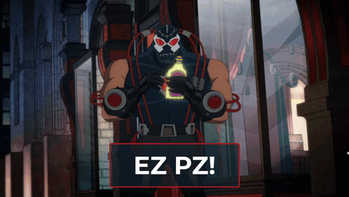 A Cartoon Character Holding A Bottle With The Words Ez Pz Written Below Him GIF