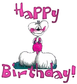 A Cartoon Character Holding A Bouquet Of Flowers With The Words Happy Birthday Below It Sticker