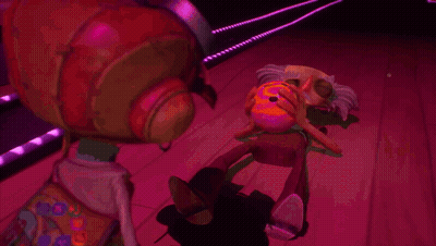 A Cartoon Character Holding A Bowling Ball With A Name Tag That Says Tord GIF