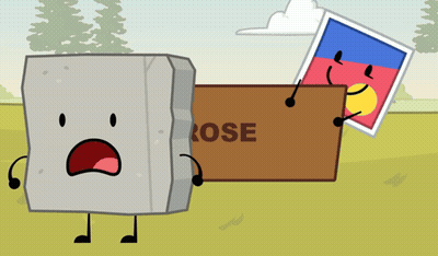 A Cartoon Character Holding A Box That Says Rose GIF
