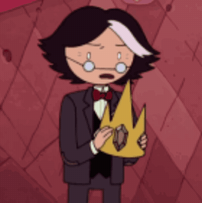 A Cartoon Character Holding A Crown With A Diamond In It GIF