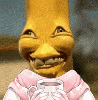 A Cartoon Character Holding A Cup Of Coffee GIF