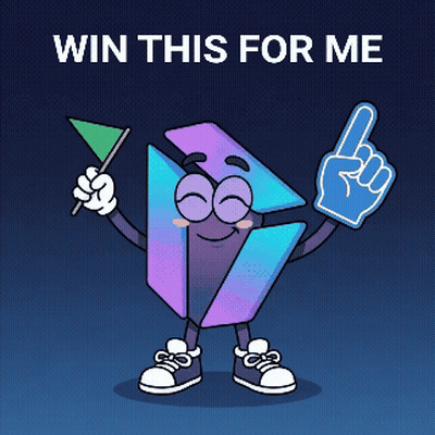 A Cartoon Character Holding A Flag And A Foam Finger With The Words Win This For Me GIF