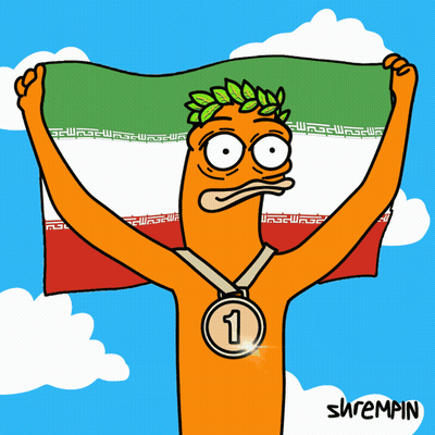 A Cartoon Character Holding A Flag And A Medal With The Number 3 GIF