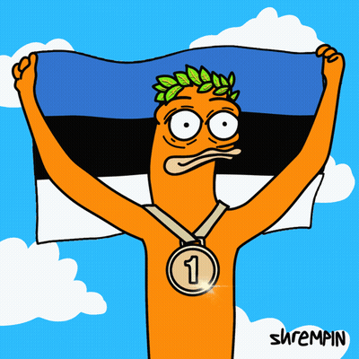 A Cartoon Character Holding A Flag And A Medal With The Number 3 GIF