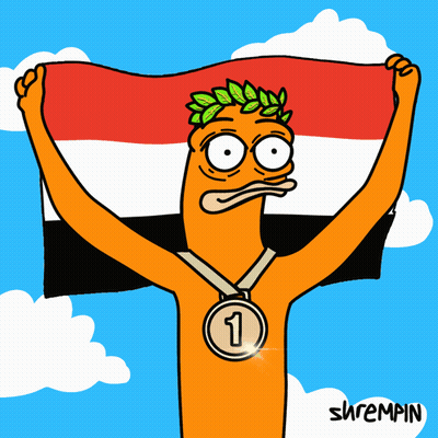 A Cartoon Character Holding A Flag And A Medal With The Number 3 GIF