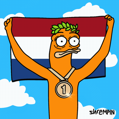 A Cartoon Character Holding A Flag With A Medal Around His Neck That Says 3 GIF