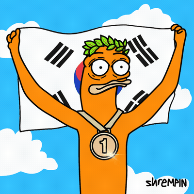 A Cartoon Character Holding A Flag With A Medal Around His Neck With The Number 3 GIF