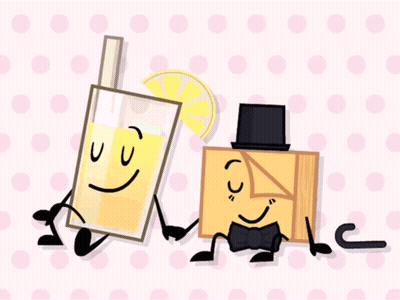 A Cartoon Character Holding A Glass Of Lemonade Next To Another Character GIF
