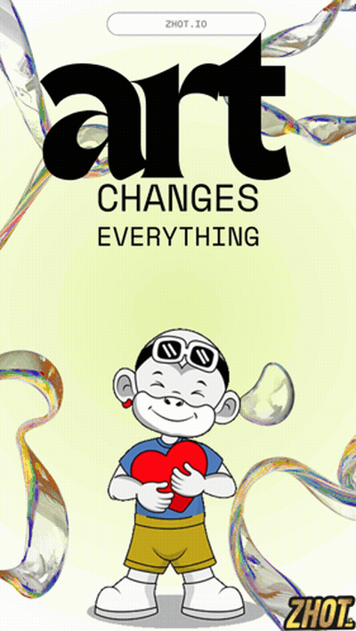 A Cartoon Character Holding A Heart With The Words Art Changes Everything On The Top GIF