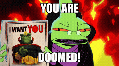 A Cartoon Character Holding A Poster That Says " I Want You " GIF