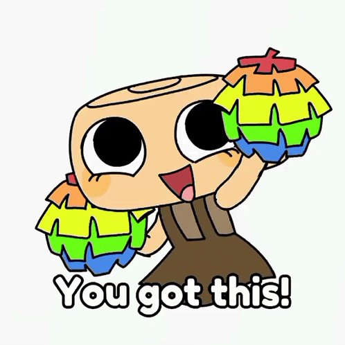 A Cartoon Character Holding A Rainbow Colored Ball With The Words You Got This Written Below It GIF