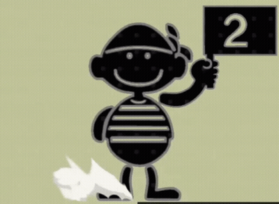 A Cartoon Character Holding A Sign That Says 2 GIF