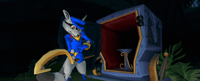 A Cartoon Character Holding A Sword In Front Of A Safe GIF