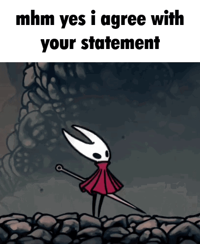 A Cartoon Character Holding A Sword With The Words Mhm Yes I Agree With Your Statement GIF