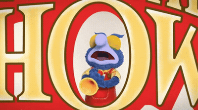 A Cartoon Character Holding A Trumpet In Front Of The Word How GIF
