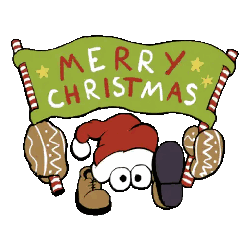 A Cartoon Character Holding Gingerbread Cookies And A Banner That Says Merry Christmas Sticker