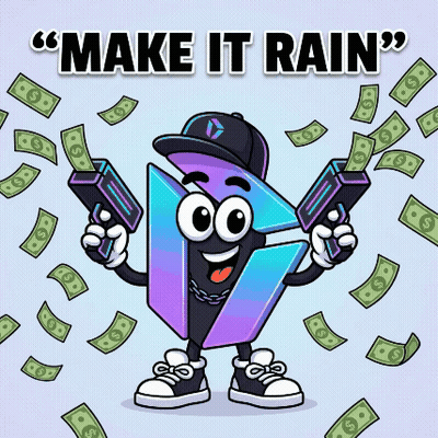 A Cartoon Character Holding Two Guns In Front Of A Quote That Says " Make It Rain " GIF