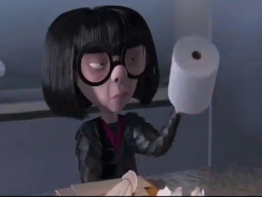 A Cartoon Character Holds A Roll Of Toilet Paper GIF