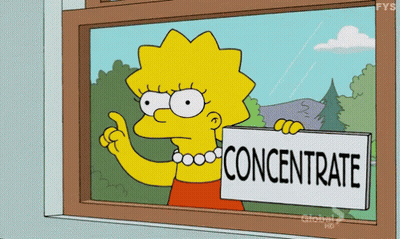 A Cartoon Character Holds A Sign That Says Concentrate GIF