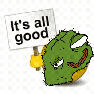 A Cartoon Character Holds A Sign That Says It 'S All Good GIF
