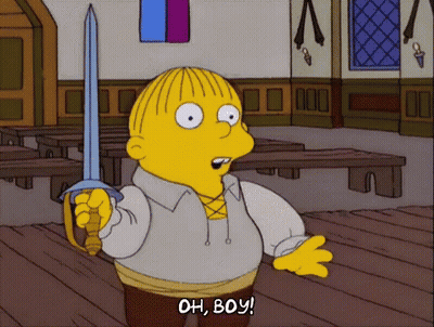 A Cartoon Character Holds A Sword And Says Oh Boy GIF