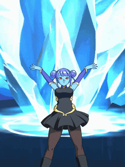 A Cartoon Character In A Black Dress Is Standing In Front Of A Blue Wall GIF