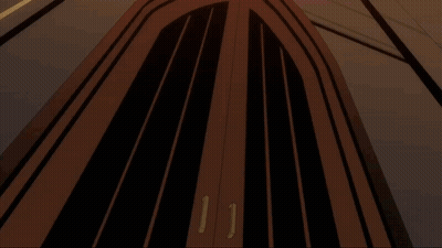 A Cartoon Character In A Bloody Suit Is Holding A Sword GIF