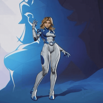A Cartoon Character In A Blue And White Suit GIF